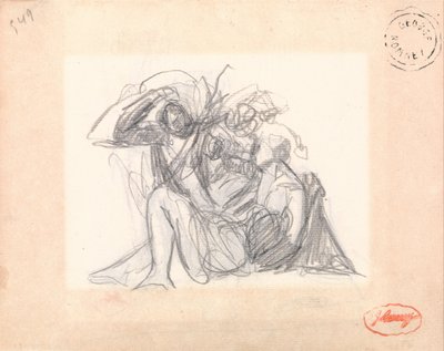 Unidentifiziertes Thema - Liegende Frau und andere Figuren von George Romney